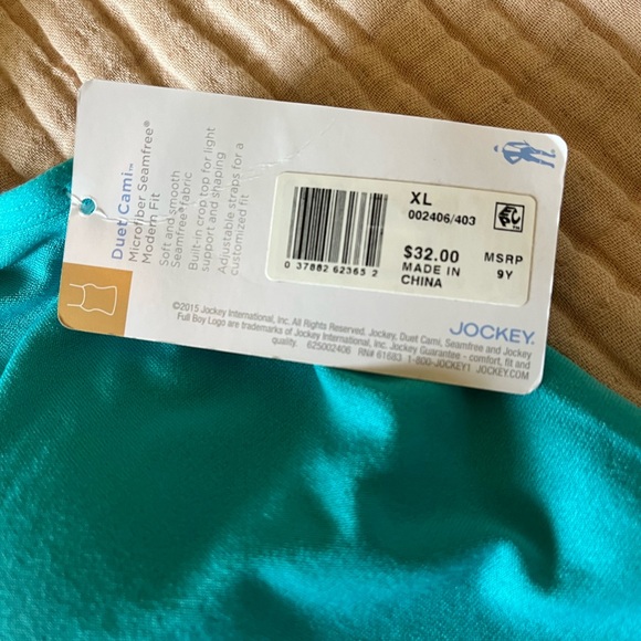 Jockey Duet Cami Microfiber Seamfree Modern Fit Aqua Womens Size XL NWT - Picture 4 of 10